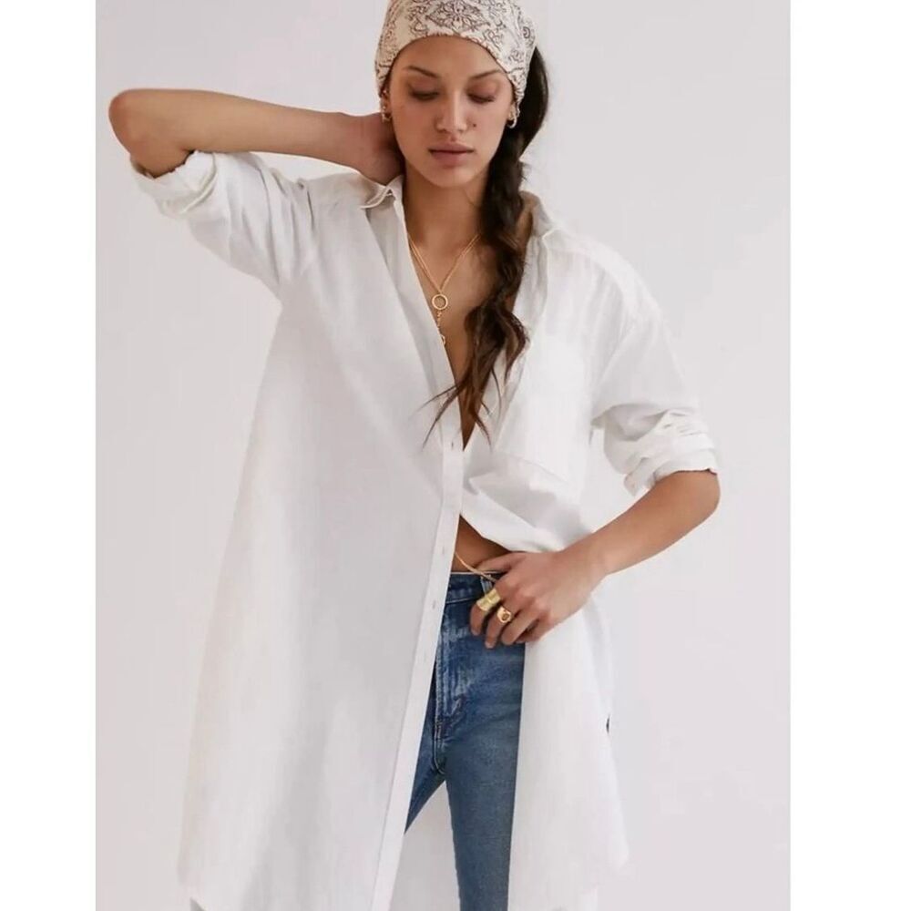 Anthropologie Undiscovered Eye White Tunic Blouse Size Small New